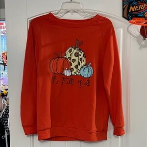 Orange Fall Sweatshirt with Pumpkin Design